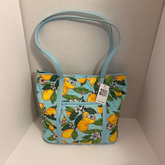 🌸 Vera Bradley Small Trimmed Vera Tote – Lemon Grove Print (NWT, MSRP $115) - Picture 3 of 10